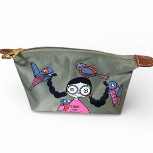 MARC BY MARC JACOBS Save The Birds Graphic Green Nylon Cosmetic Makeup Bag